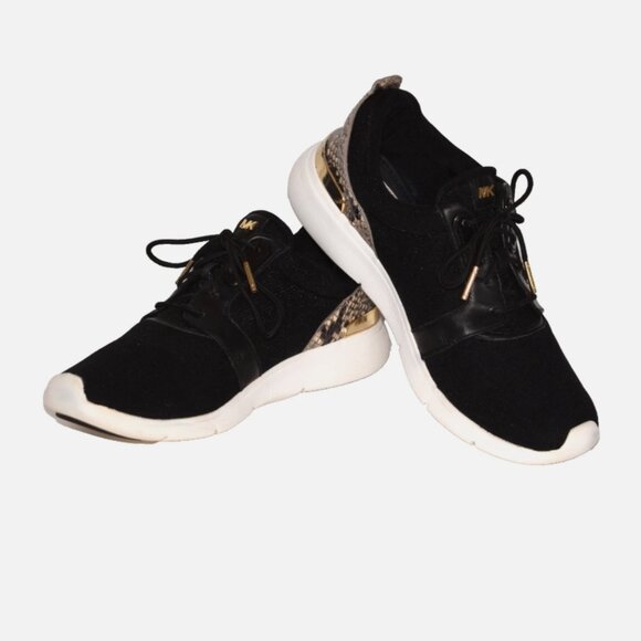 MICHAEL KORS Amanda Black Multicolor Mesh Leather Lace Up Sneakers Size 8.5M - Picture 1 of 8